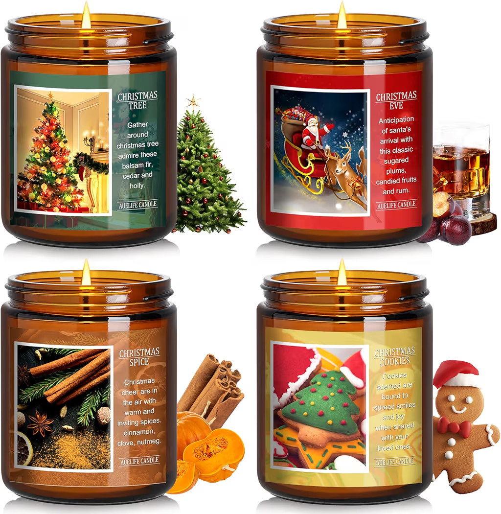 Christmas Candle Set | 4Pack Scented Candles Holiday Candle Gifts - Soy Candles Home Scented, Xma... | Amazon (US)