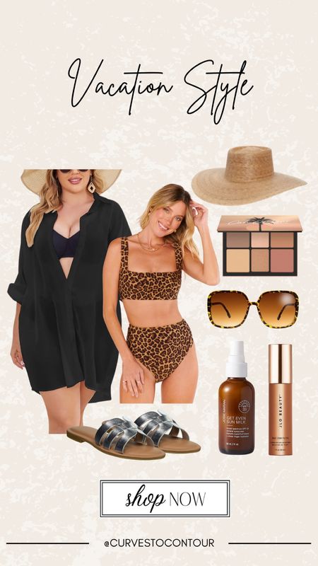 Vacation style resort wear leopard bikini 

#LTKplussize #LTKmidsize #LTKswim