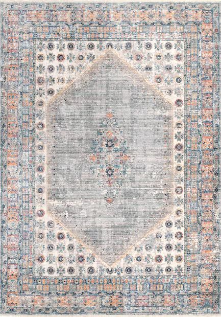 Gray Fade Bouquet Medallion Area Rug | Rugs USA