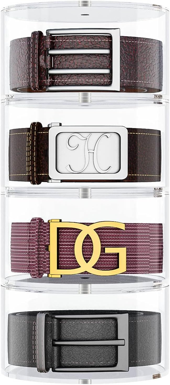 NIUBEE Belt Organizer, Acrylic 4 Layers Belt Case Storage Holder and Display for Accessories like... | Amazon (US)