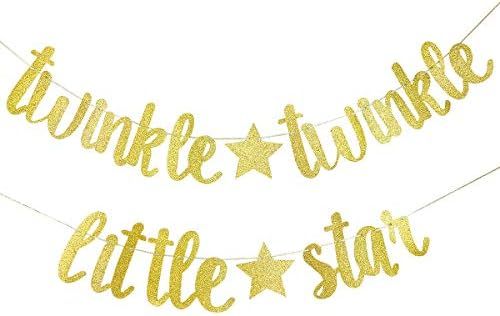 Twinkle Twinkle Little Star Banner- Birthday Party Baby Shower Party Decorations (Gold) | Amazon (US)