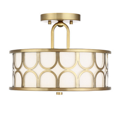 Semi-Flush Mount, 2-Light, LED, Natural Brass, 13"W (80406JC) | Lighting Reimagined