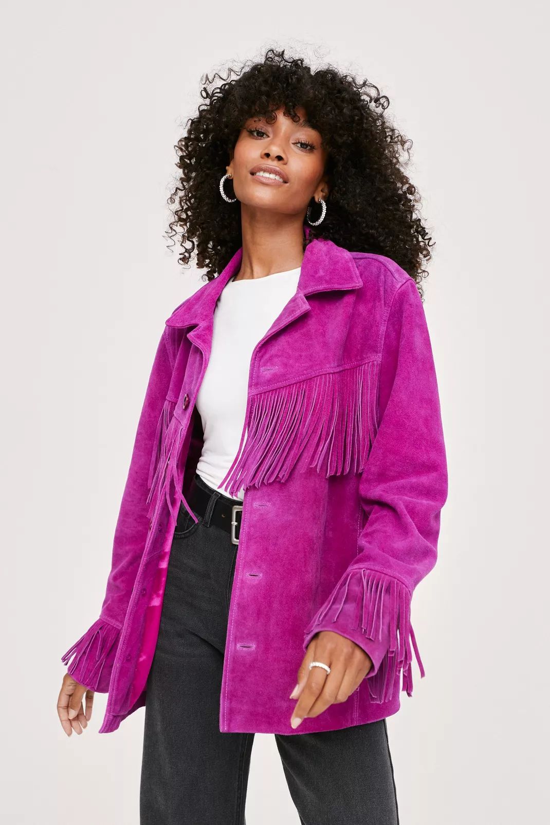 Real Suede Oversized Fringe Jacket | NastyGal (UK, IE)