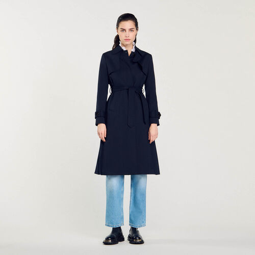 Trench coat with pleated inset | Sandro US | Sandro-Paris US