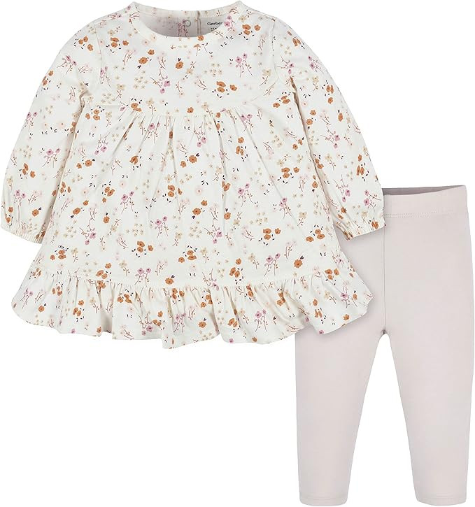 Gerber baby-girls Toddler 2-piece Long Sleeve Dress & Leggings Set | Amazon (US)