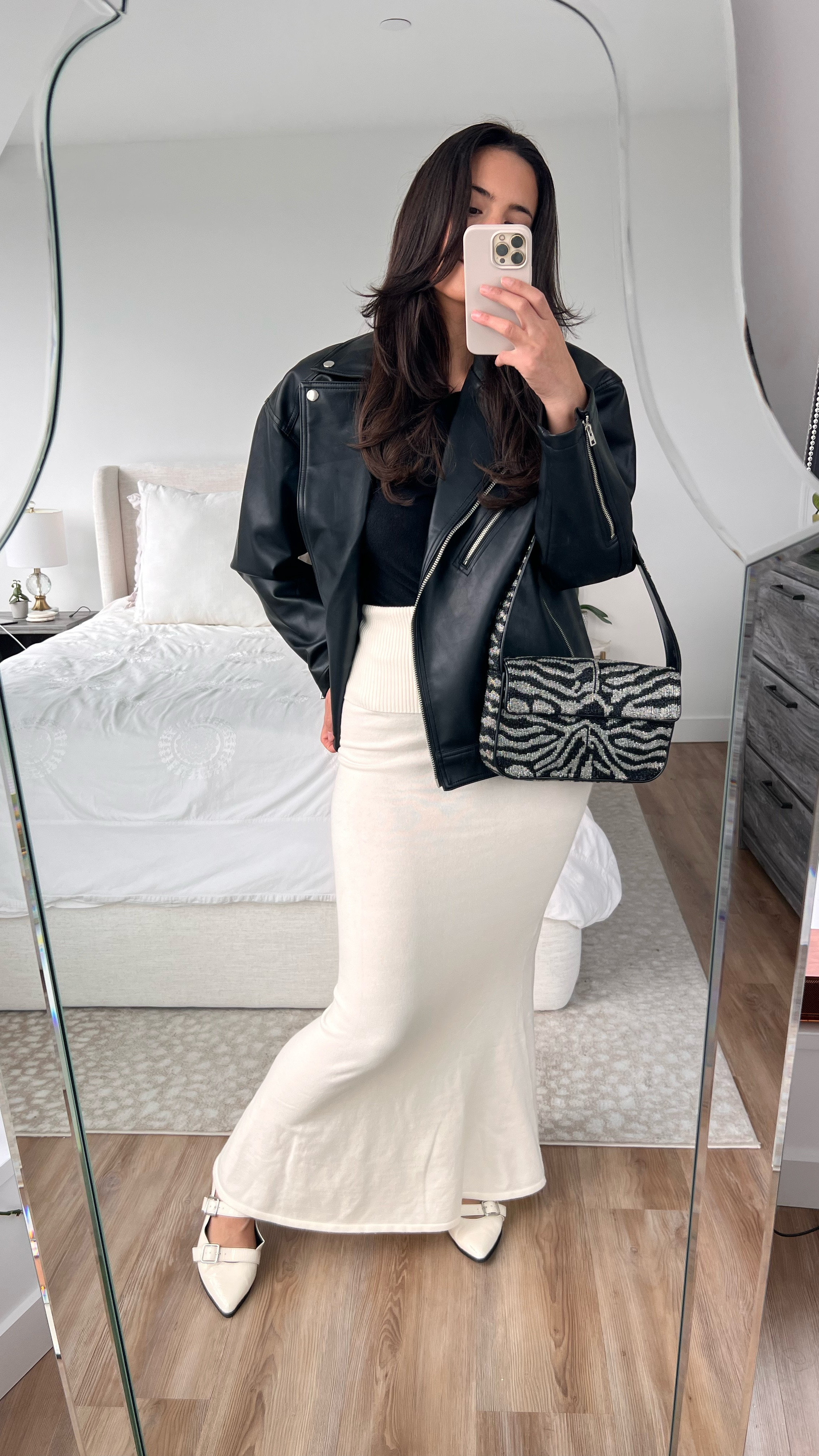Styling an oversized moto jacket for spring, spring style, spring outfit idea, date night style, ootn, spring style inspiration, maxi skirt outfit, ballet flats

#LTKStyleTip