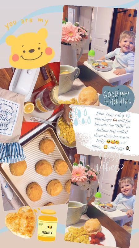 Slow cozy rainy 🌧️ mornings 🫶🏽 call for biscuits (or “BBs” as Judson has called them since he was a baby 🥹🥰🤭) w/ honey 🍯 and eggs 🍳 

#LTKFamily #LTKHome