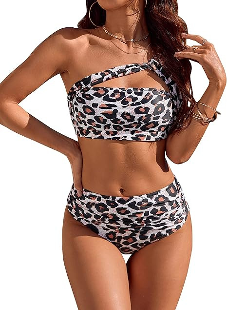 Blooming Jelly Women Sexy One Shoulder Swimsuits Tummy Control Bathing Suits 2 Piece High Waisted... | Amazon (US)