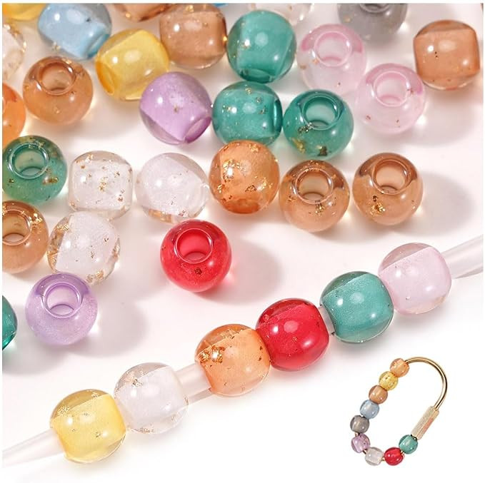 100pcs 10mm Large Hole Beads Resin for Carabiner Bag Charm Keychain | Hole 4mm Round Transparent ... | Amazon (US)