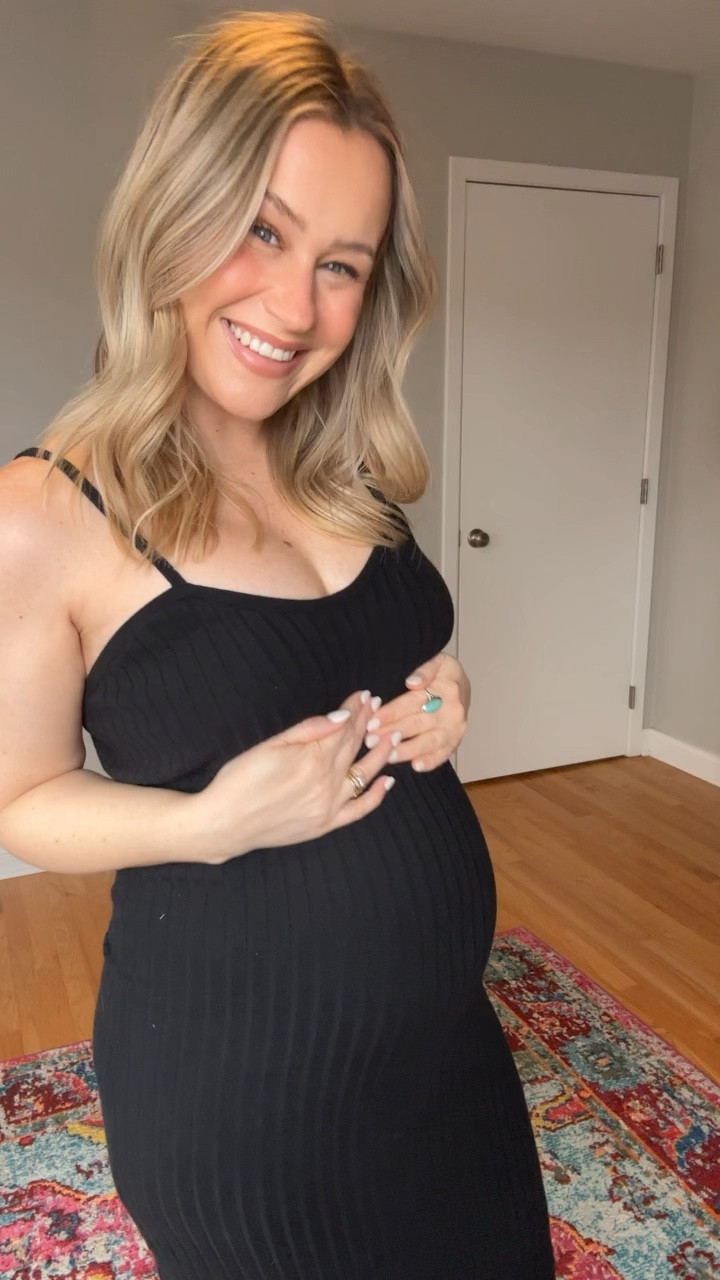 midi dress outfit ideas / this dress is not maternity but super stretchy and so comfy & only $30! 1. Casual outfit 2. The turtleneck is giving 90s vibes and I love it 3. This sweater top is so perfect for spring! / spring dress, spring outfit, pregnancy outfit, vacation outfit 

#LTKfindsunder50 #LTKshoecrush #LTKsalealert