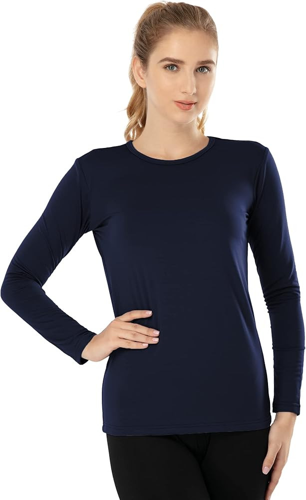 MANCYFIT Womens Thermal Tops Fleece Lined Shirt Long Sleeve Base Layer | Amazon (US)
