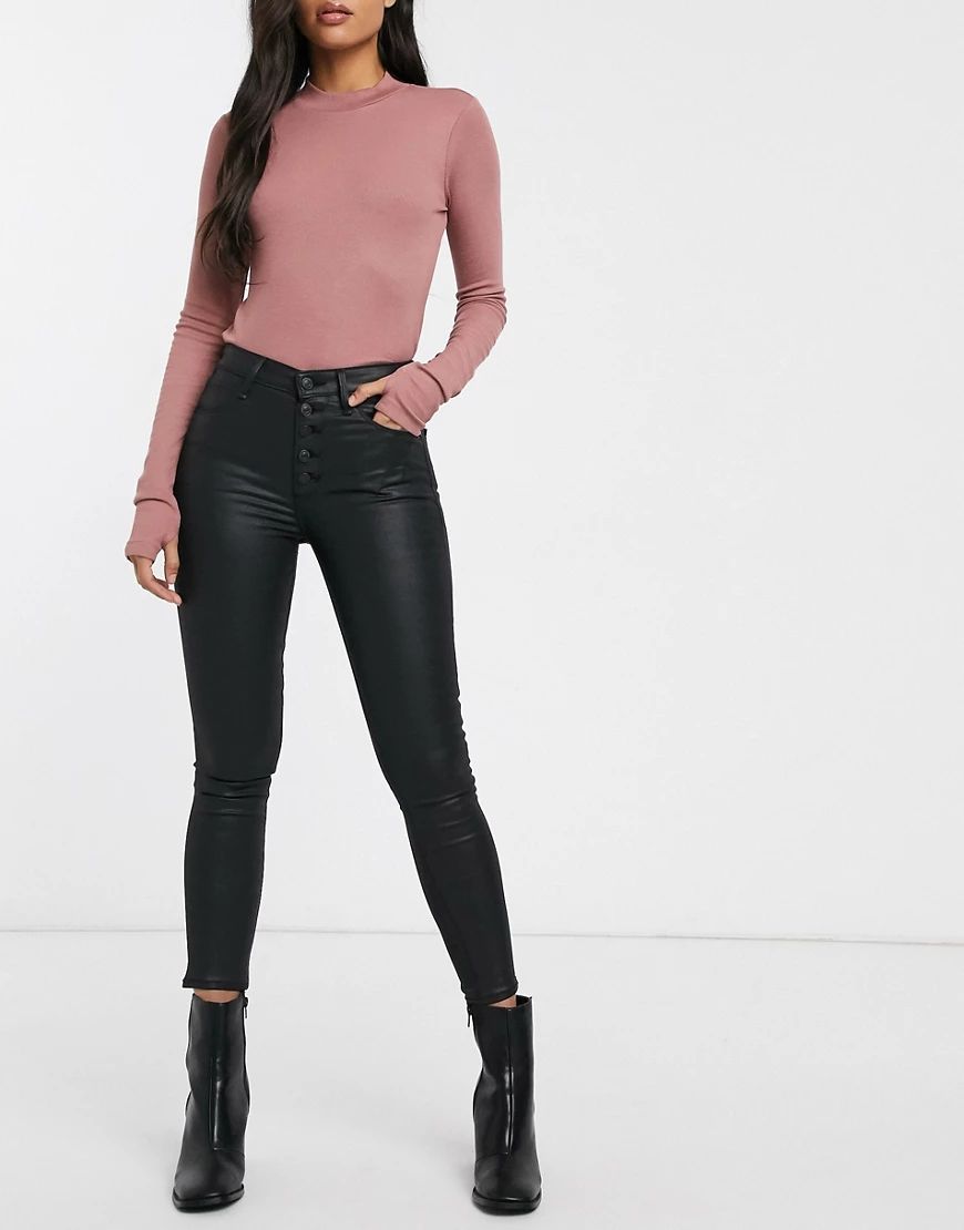 Abercrombie & Fitch coated skinny jeans-Black | ASOS (Global)