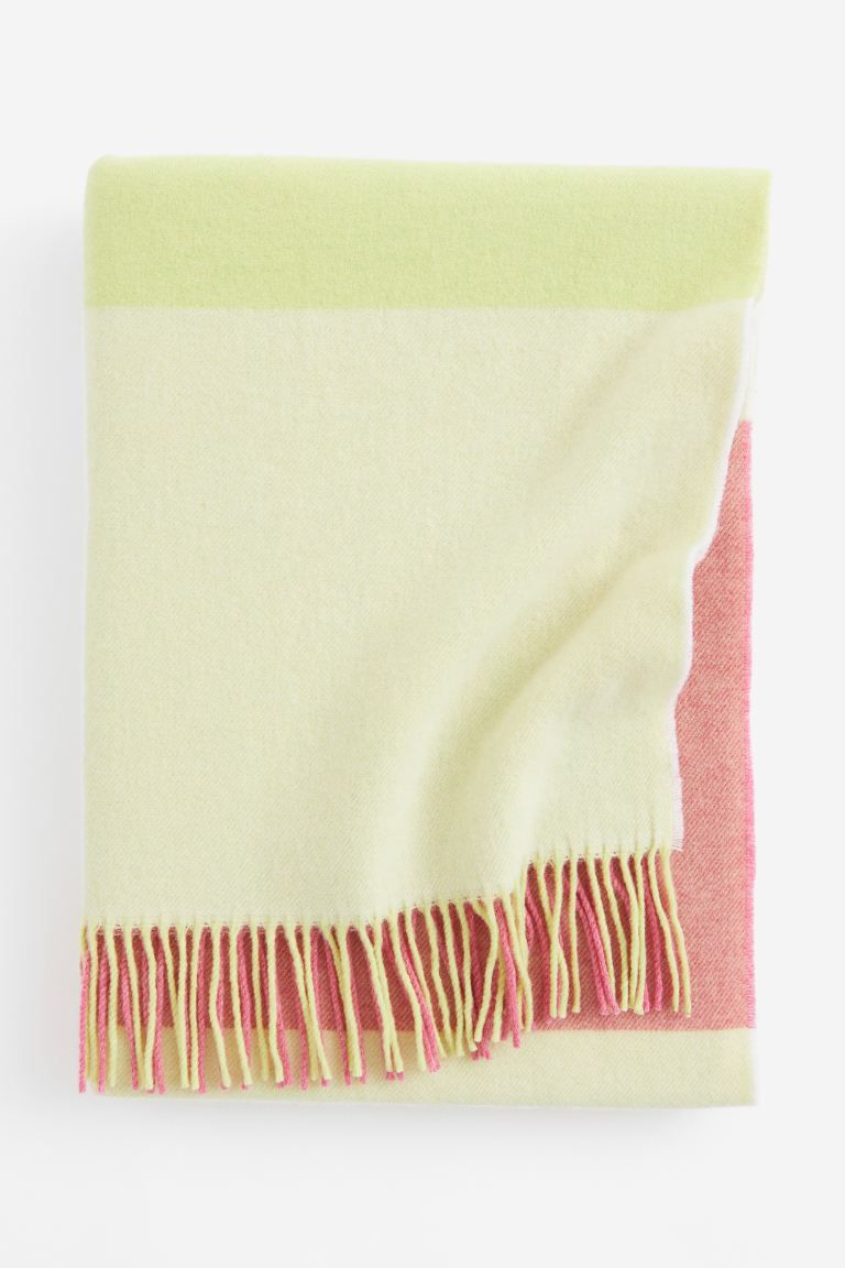 Wool-blend Throw - Lime green/checked - Home All | H&M US | H&M (US + CA)