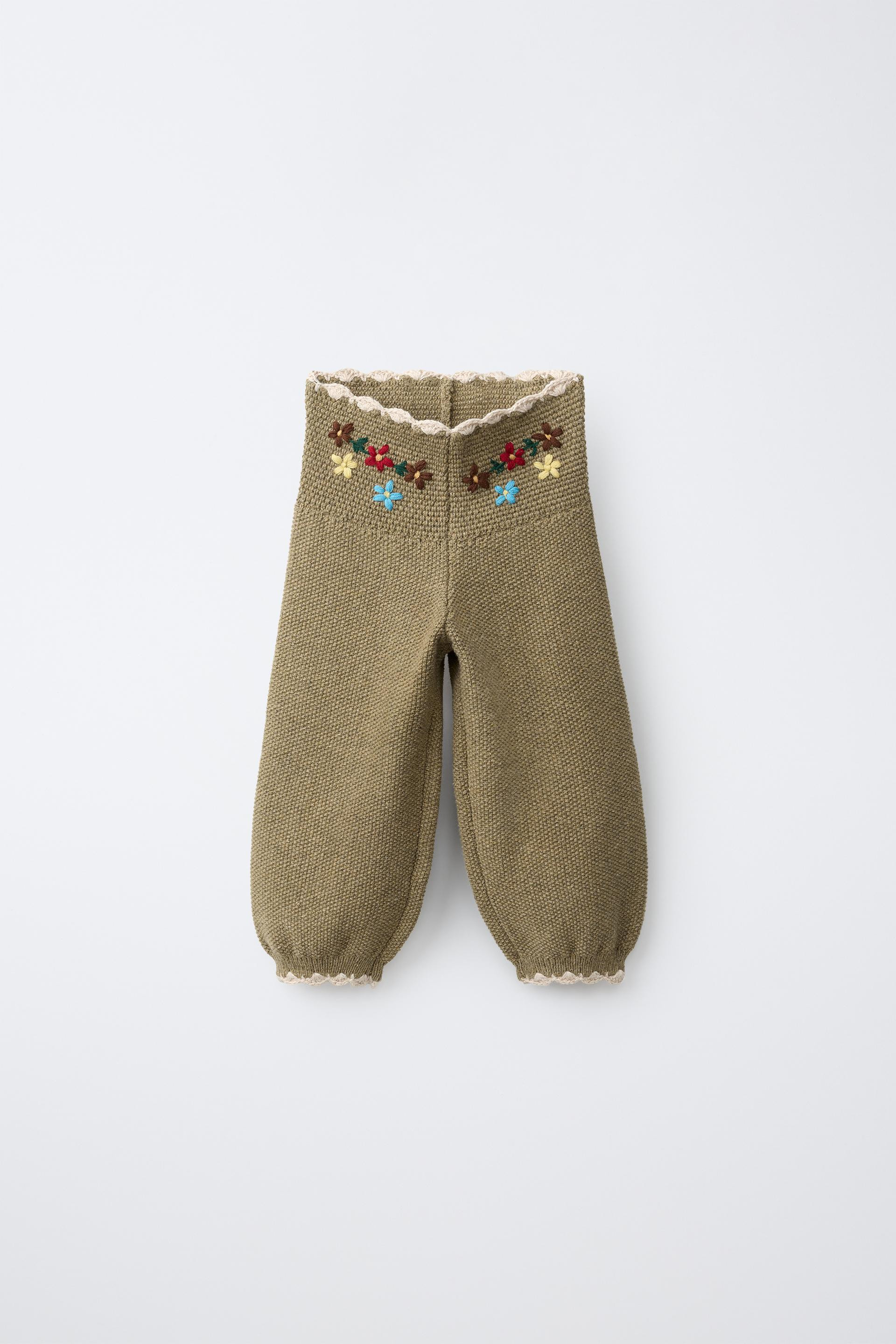 Zara - Embroidered Knit Bloomers - Light Khaki - 3 Years (38,6 Inches) - Kids | Zara US