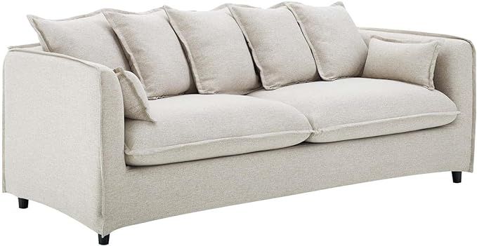 Modway Avalon Fabric Upholstered Slipcover Sofa, Beige | Amazon (US)