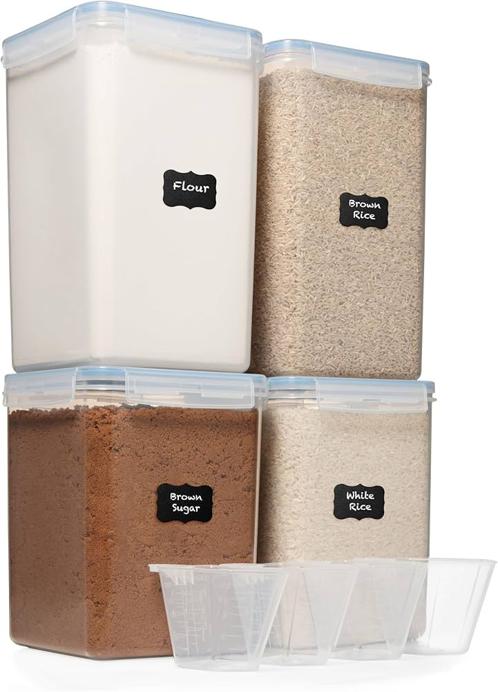 WHITE FEATHER SUPPLIES 4 Pc Flour Sugar Storage Container, Large Food Storage Containers with Lid... | Amazon (US)