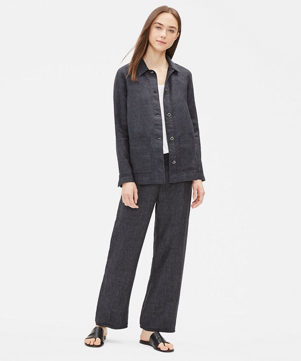 Organic Linen Délavé Shirt Jacket | Eileen Fisher