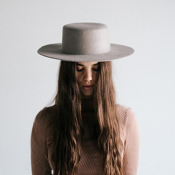 Dahlia Boater Hat for Women - Light Grey | Gigi Pip