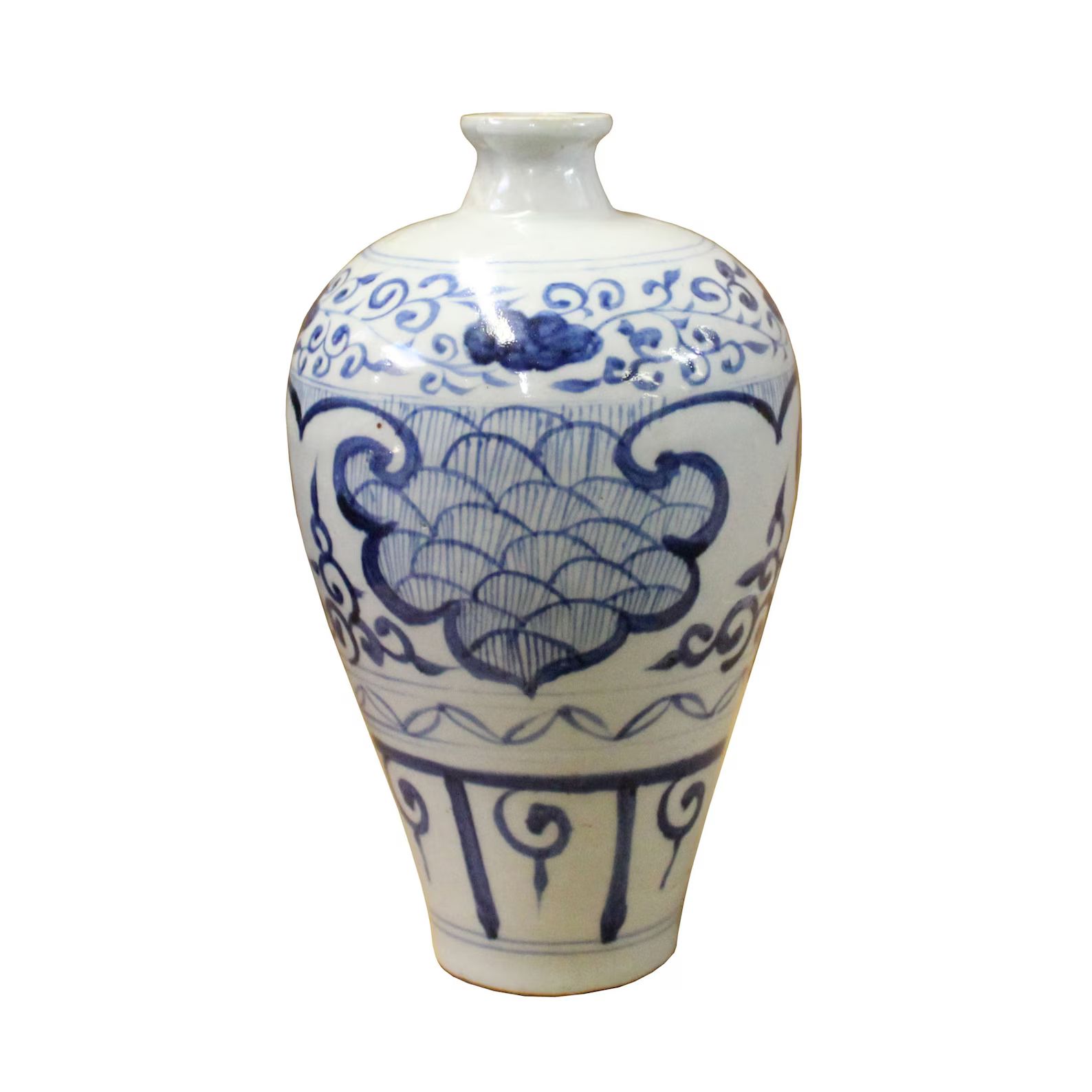 Chinese Blue White Round Porcelain Graphic Meiping Plum Vase Ws402e - Etsy | Etsy (US)