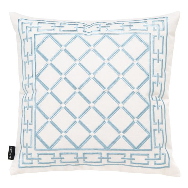 Safavieh Bentra Geometric Decorative Pillow, 18" x 18", Blue/White - Walmart.com | Walmart (US)