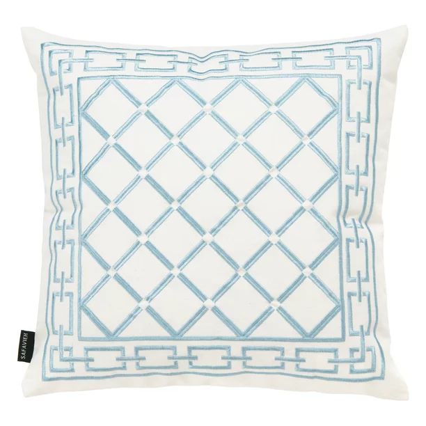 Safavieh Bentra Geometric Decorative Pillow, 18" x 18", Blue/White - Walmart.com | Walmart (US)