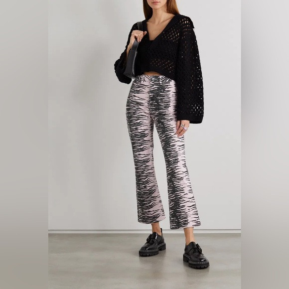 Ganni Betzy Tiger Stripe Kick Flare Stretch Organic Cotton Jeans | Poshmark