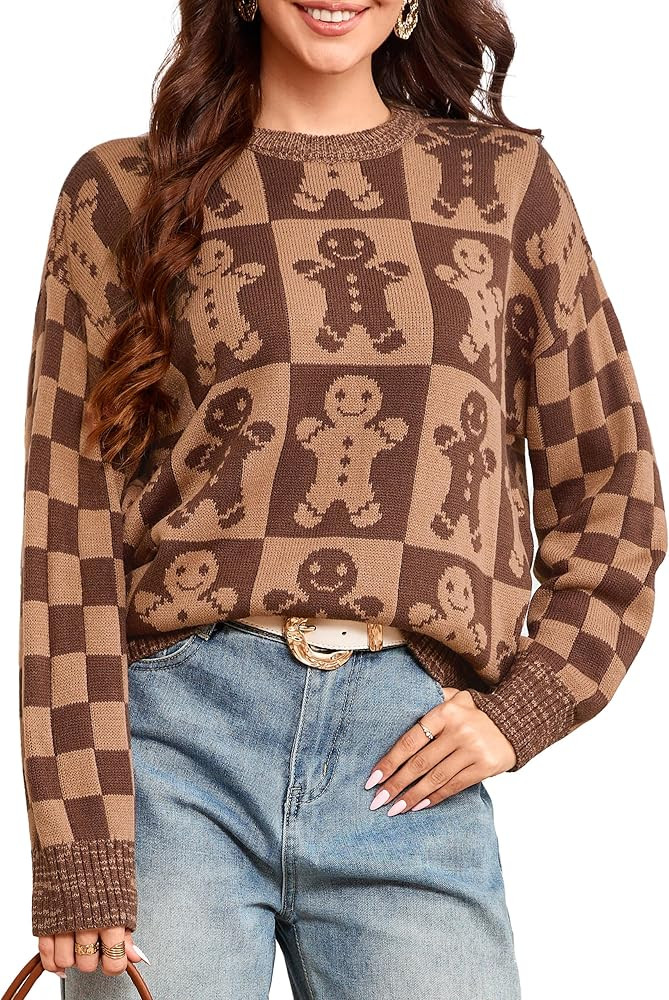 Simplee Womens Christmas Ugly Sweater Long Sleeve Holiday Soft Knit Cute Lightweight Warm Crewnec... | Amazon (US)