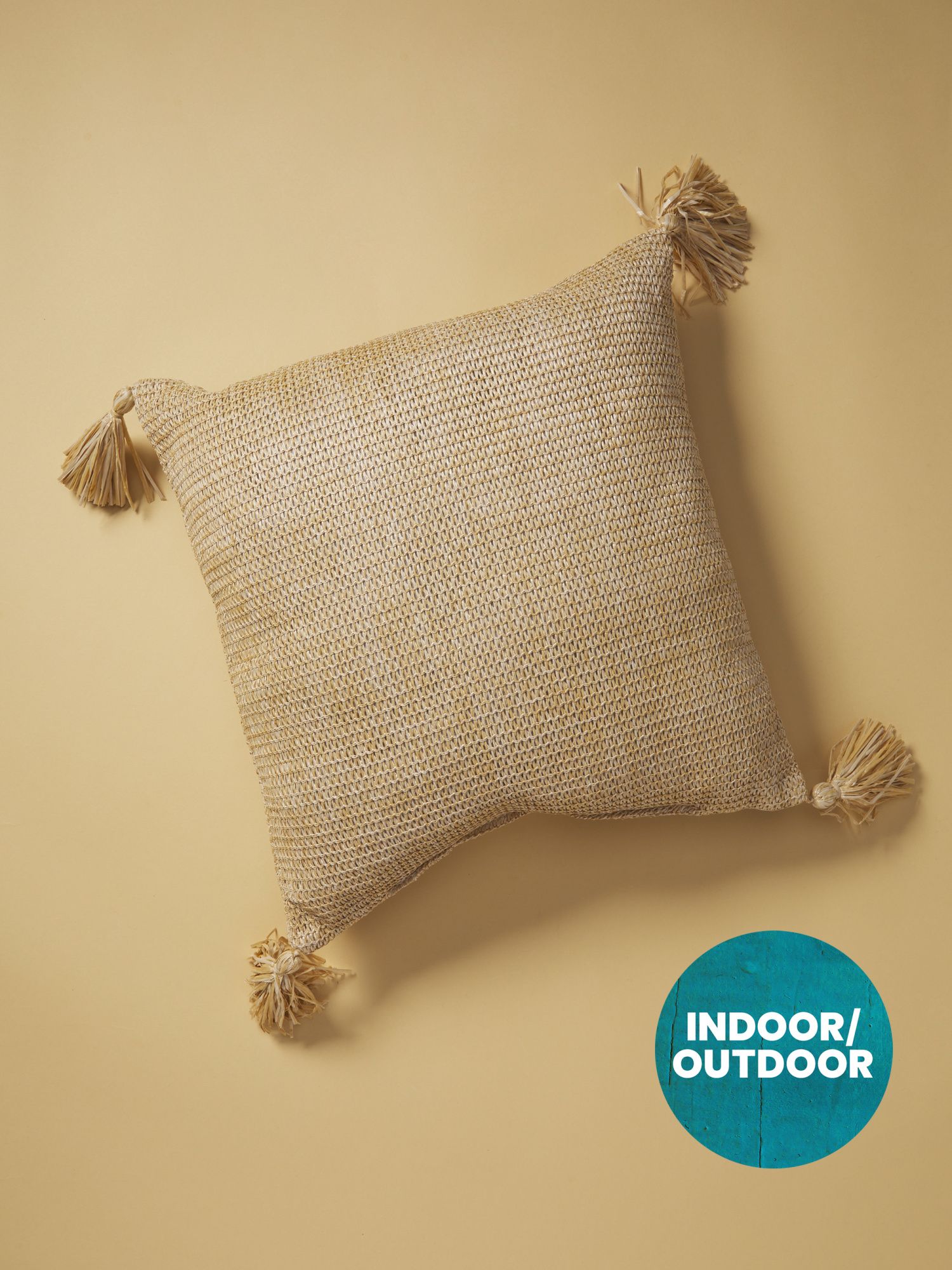 20x20 Indoor Outdoor Tassel Pillow | Outdoor Pillows | HomeGoods | HomeGoods