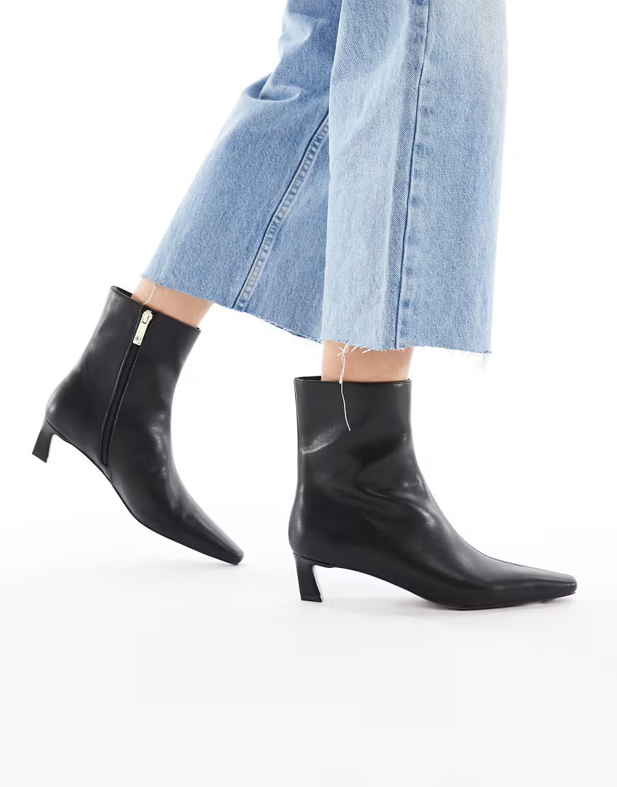 schuh Bexley pointed toe kitten heel ankle boots in black | ASOS (Global)