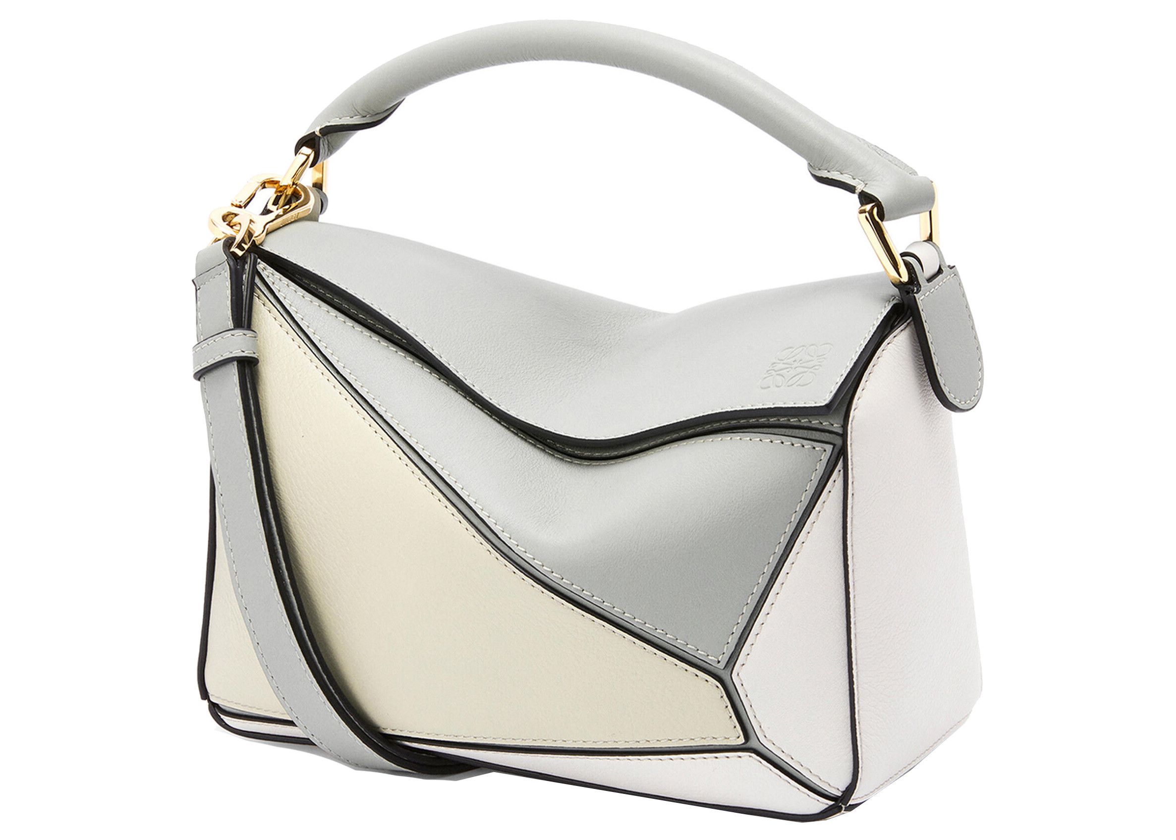 LOEWE Puzzle Bag in Classic Calfskin Small Ash Grey/Marble Green | StockX