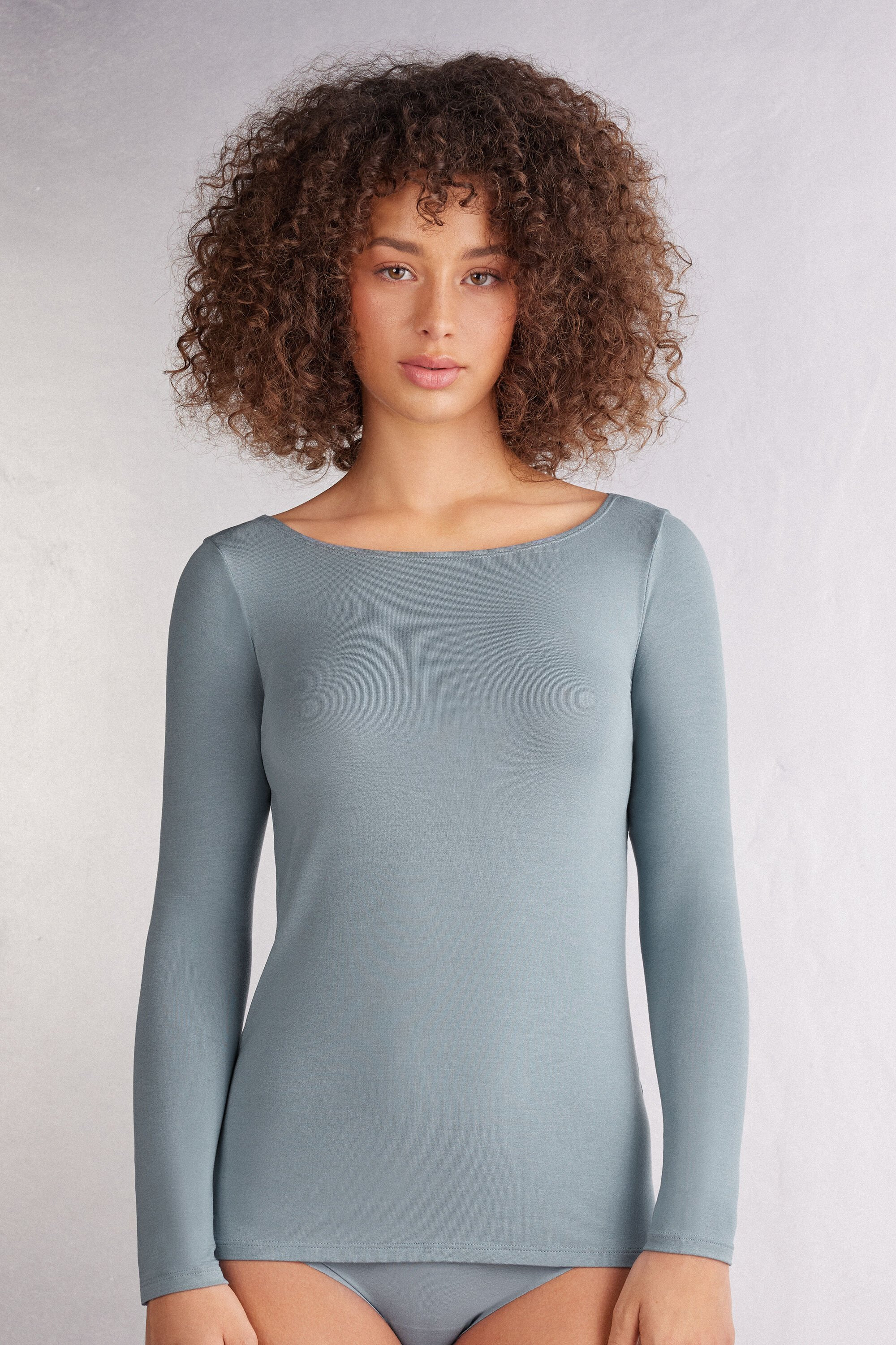 Bateau Neck Long Sleeve Long Neck Top | Intimissimi | Intimissimi (US)