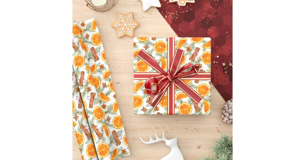 Christmas Spice and Citrus Orange Slices Wrapping Paper | Zazzle | Zazzle