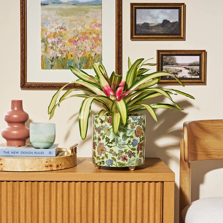 Beautiful 8" Sage Wildflower Footed Ceramic Planter by Drew Barrymore | Walmart (US)