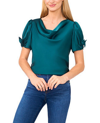 Women's Cowl Neck Bubble Short Sleeves Top | Macy's