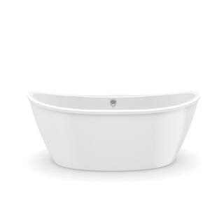 Delsia 66 in. Fiberglass Center Drain Non-Whirlpool Flatbottom Freestanding Bathtub in White | The Home Depot