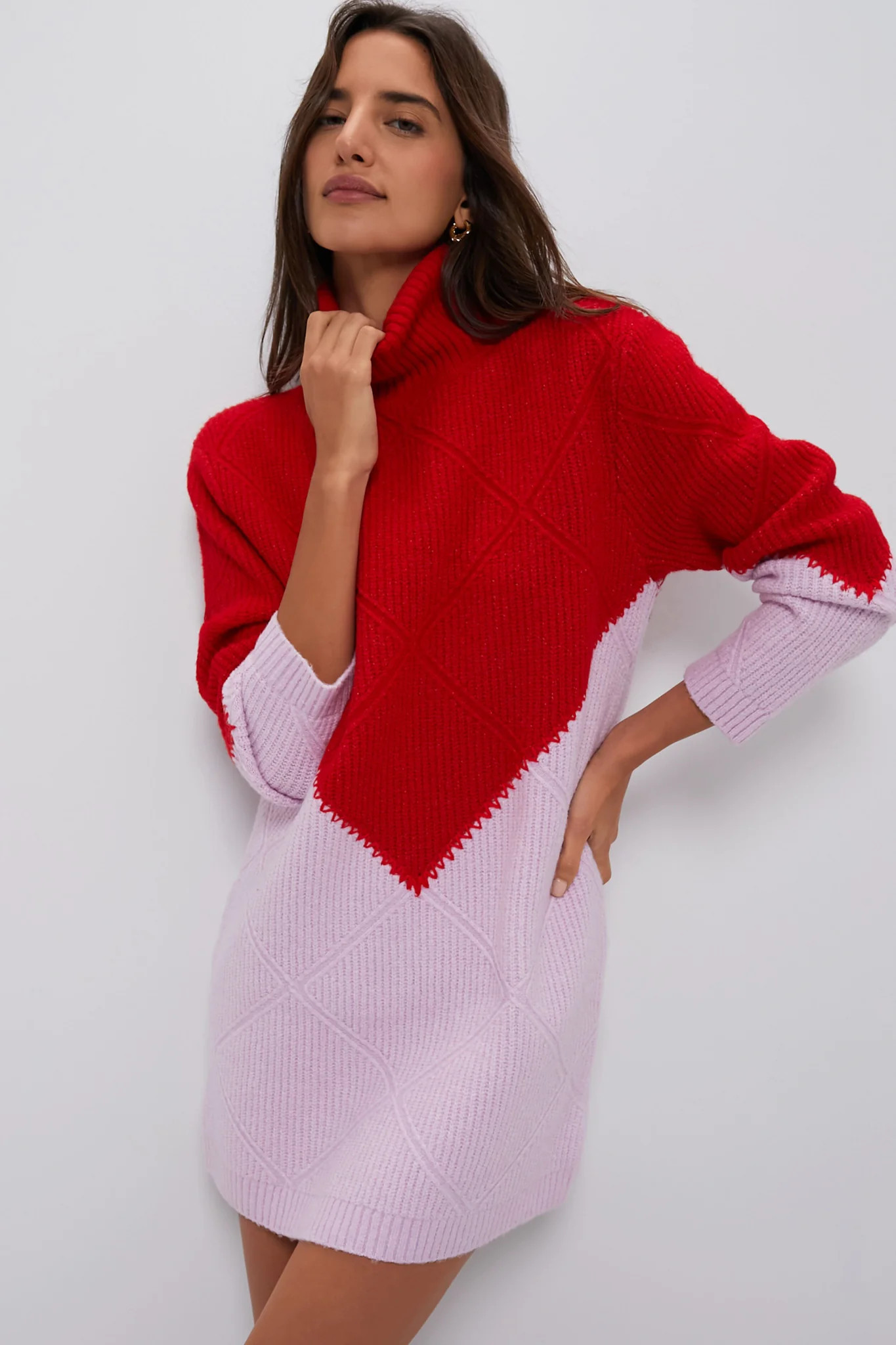 Red & Pink Diamond Demi Sweater Dress | Tuckernuck (US)