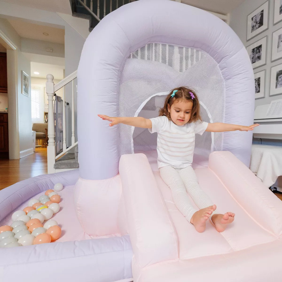 Bounceland Mini Inflatable Bounce House with Ball Pit - Cotton Candy | Target