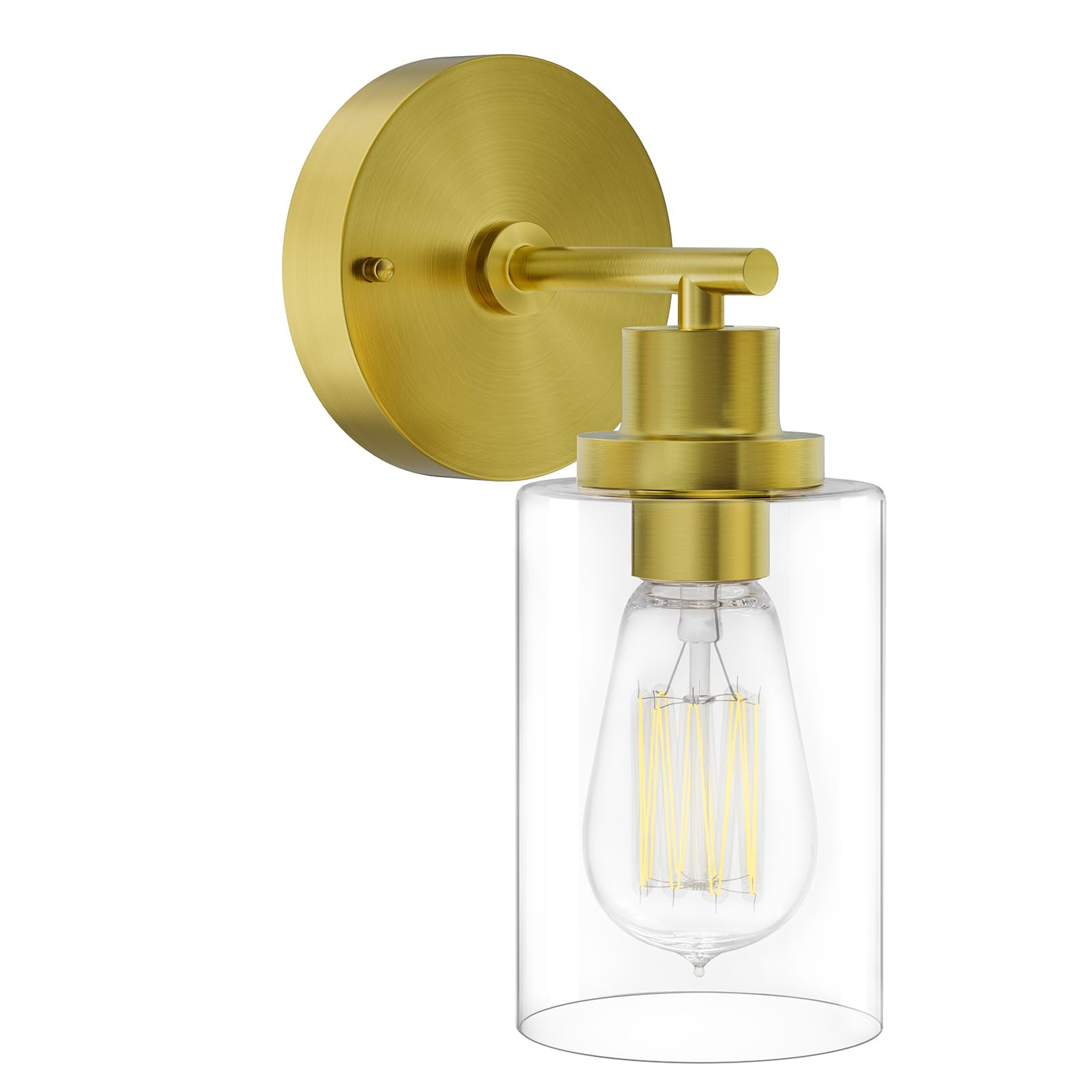 GORDNWE 1-Light Bathroom Wall Sconce, Brushed Gold Vanity Light, Modern Wall Light Fixture with C... | Amazon (US)