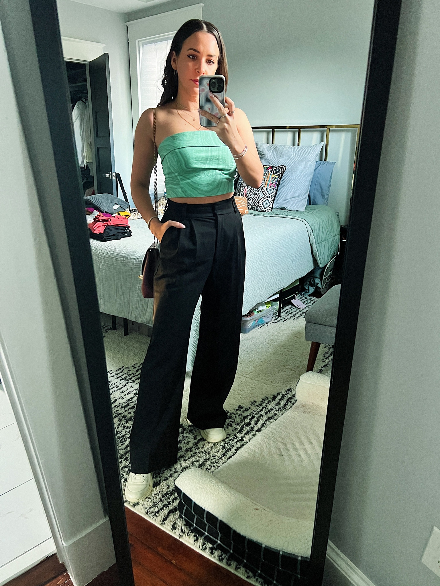 Casual Friday night date straples stop with relaxed trousers and sneakers

#LTKSeasonal #LTKFind #LTKfit