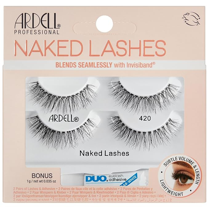 Ardell Naked Lashes 420 - Natural Volume & Lightweight Black Strip Lashes, 2 Pairs with 1g Duo Pi... | Amazon (US)