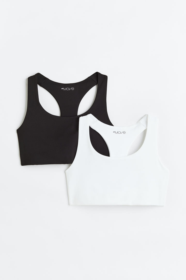 H & M - 2-pack Medium Support Sports Bras - White | H&M (US + CA)