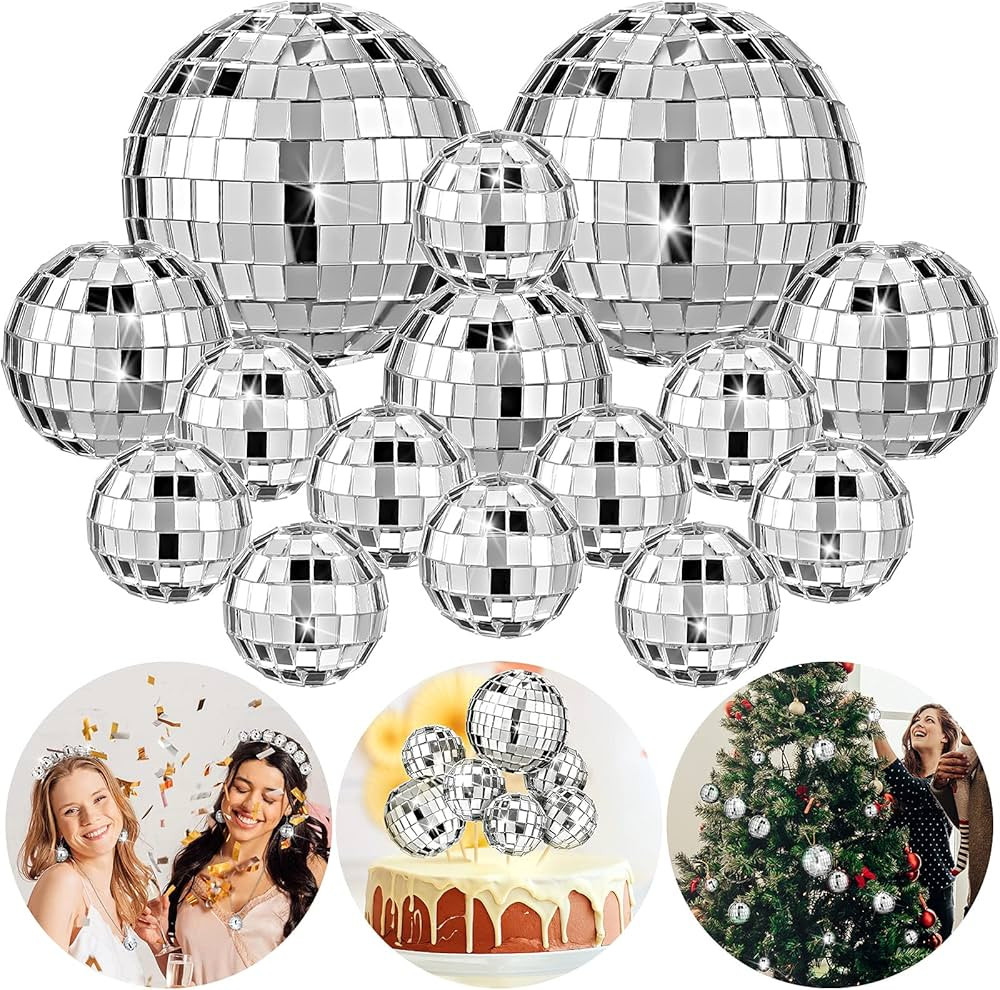 Disco Balls Ornaments Christmas Tree Ornaments Decorations Silver Mini Disco Ball Cake Decoration... | Amazon (US)
