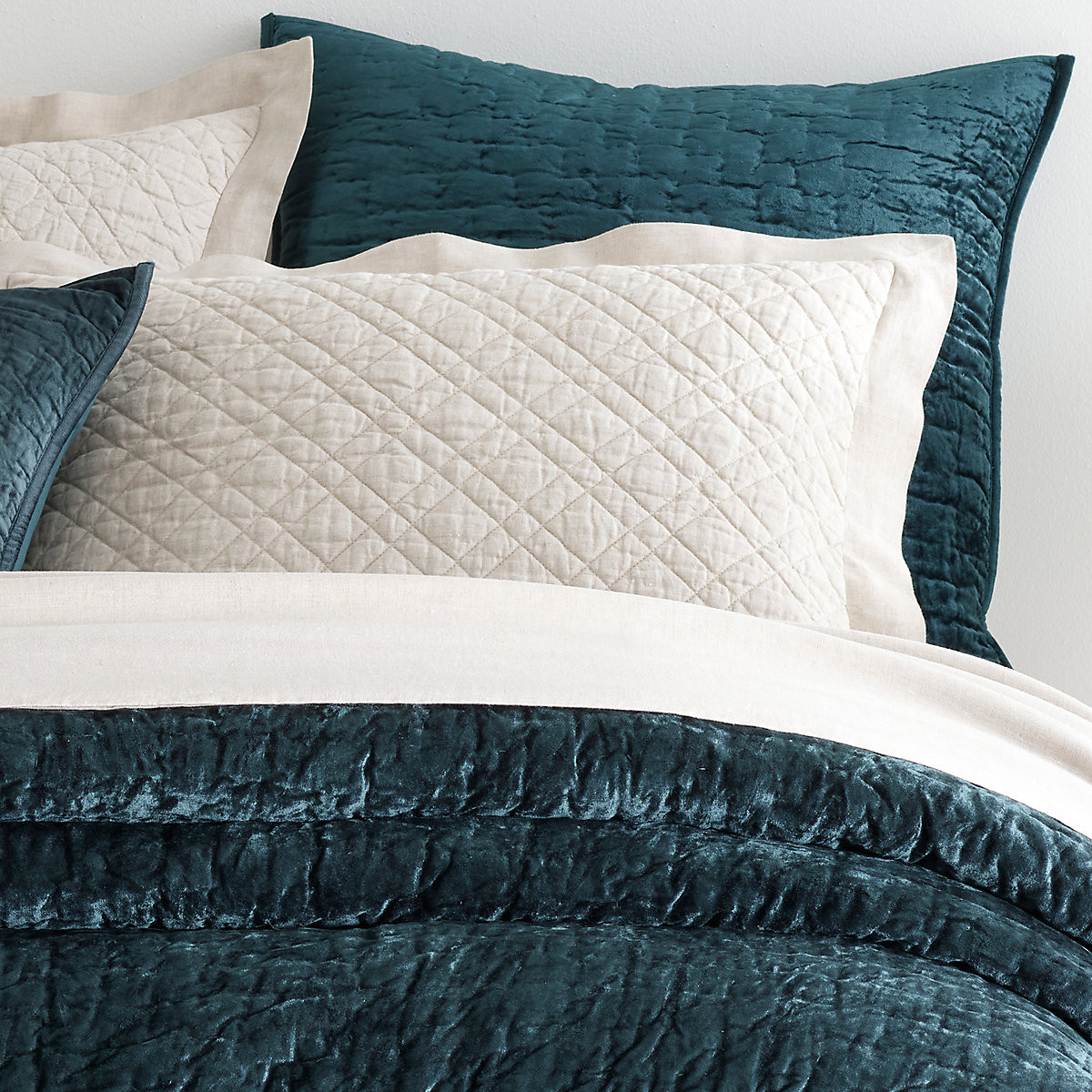 Matte Velvet Juniper Quilted Sham | Pine Cone Hill | Annie Selke