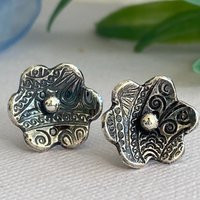 Sterling Silver Flower Earrings, Cute Flowers Stud Earrings | Etsy (US)