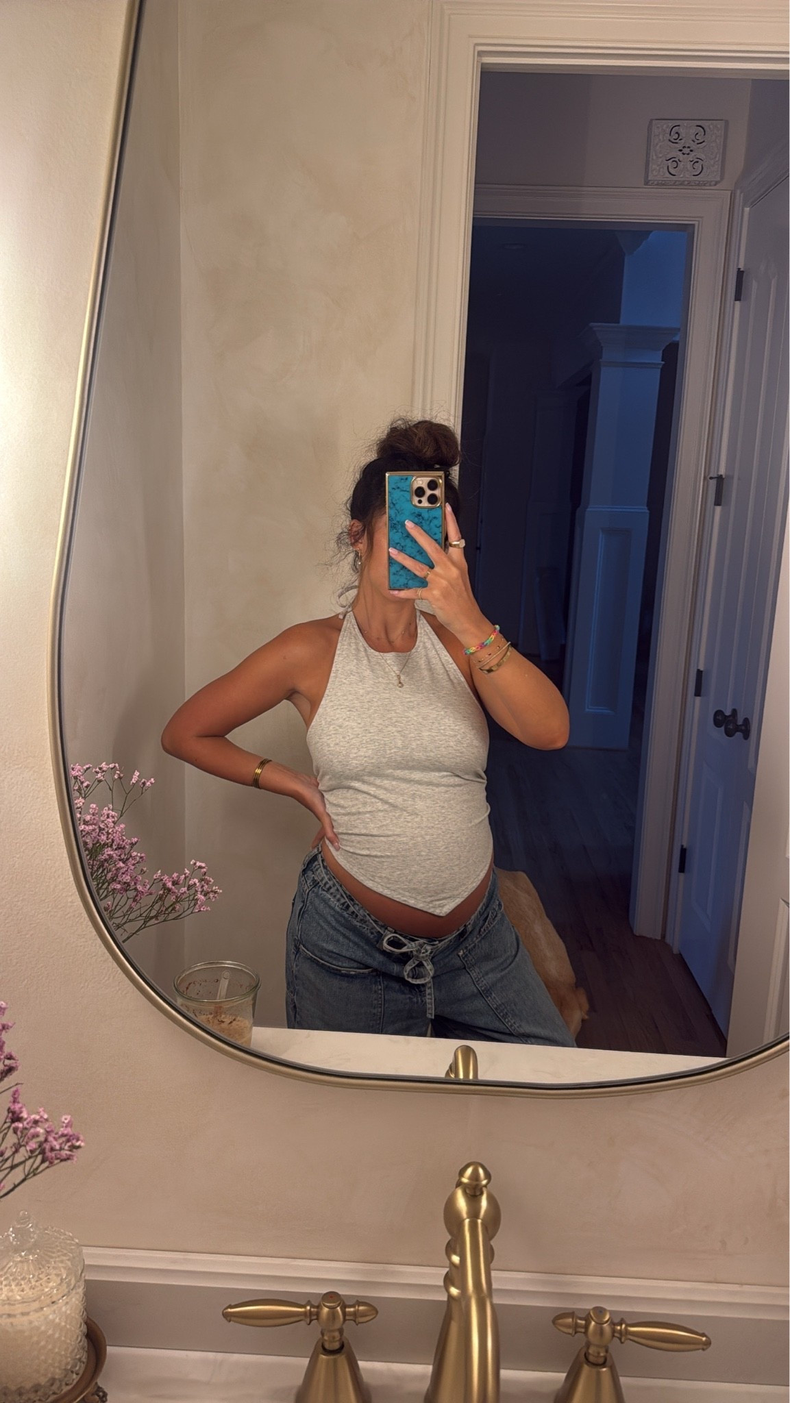 handkerchief tank in M! Comes in more colors. Code GBCLARK for phone case 

#pregnancystyle

#LTKootd
