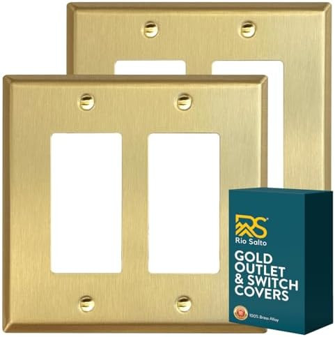 Rio Salto MIDSIZE BRASS Signature Collection Decorative Brushed Brass Gold Metal Outlet Covers, L... | Amazon (US)