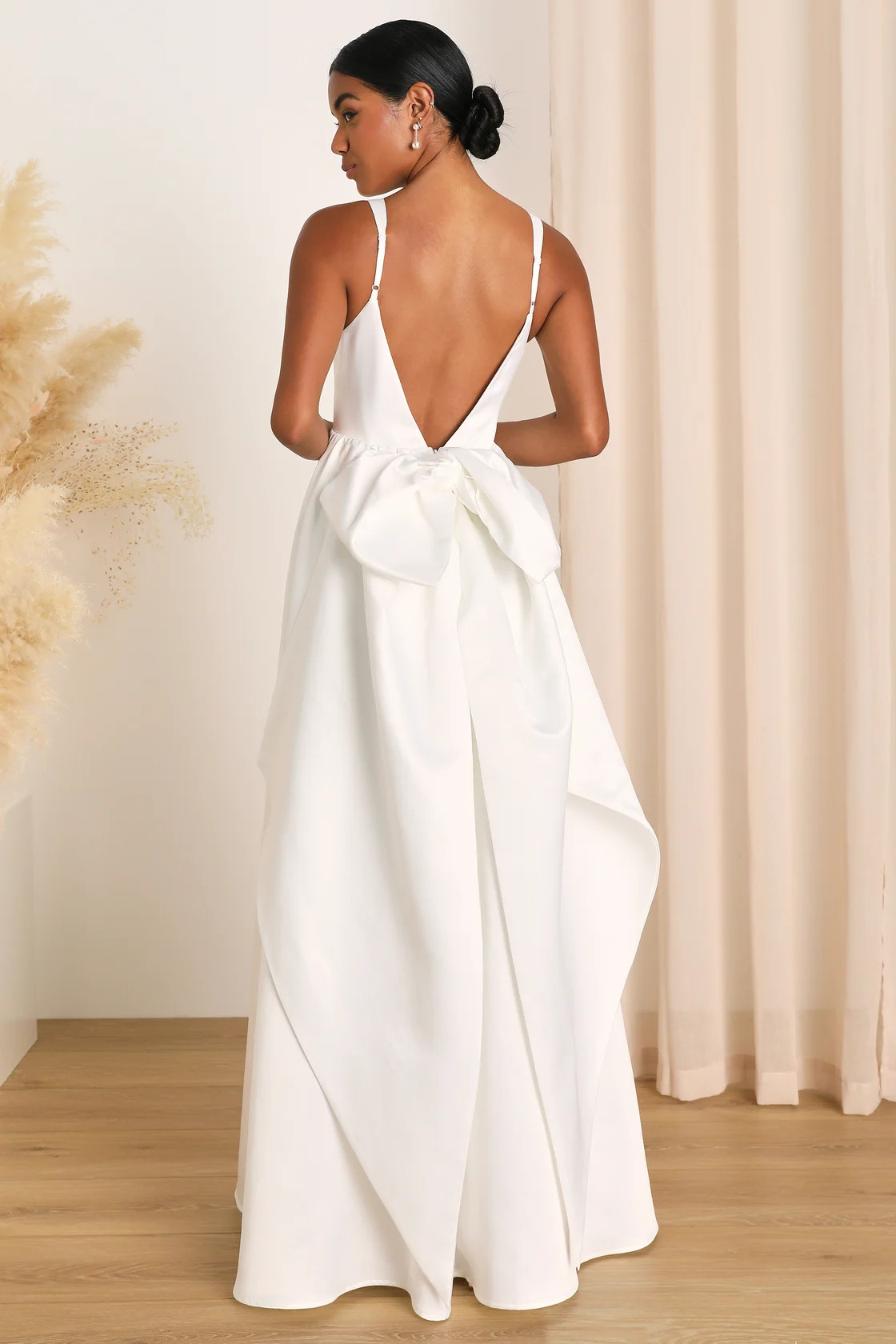 Blissfully Beloved Ivory Backless A-Line Bow Maxi Dress | Lulus