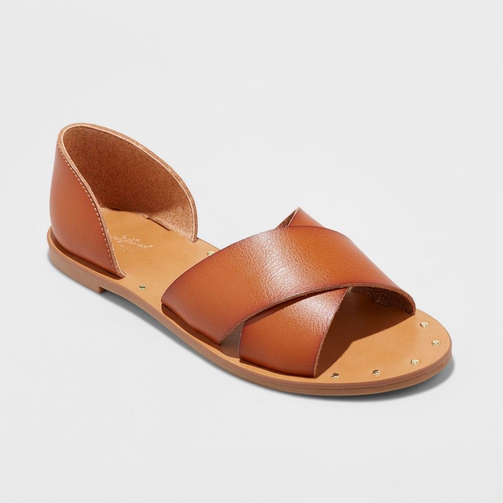 Women's Lois Open Toe Slide Sandals - Universal Thread Cognac 8.5, Red | Target