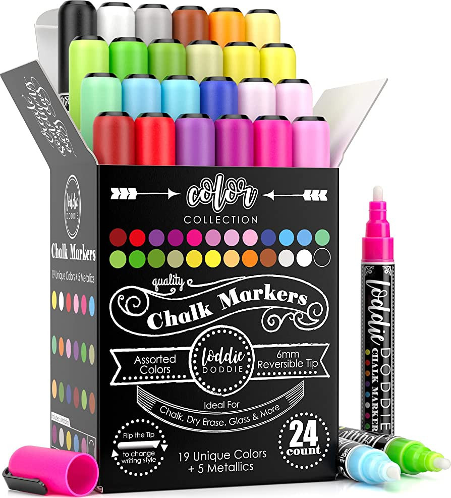 Loddie Doddie Liquid Chalk Markers | Dust Free Chalk Pens - Perfect for Chalkboards, Blackboards,... | Amazon (US)
