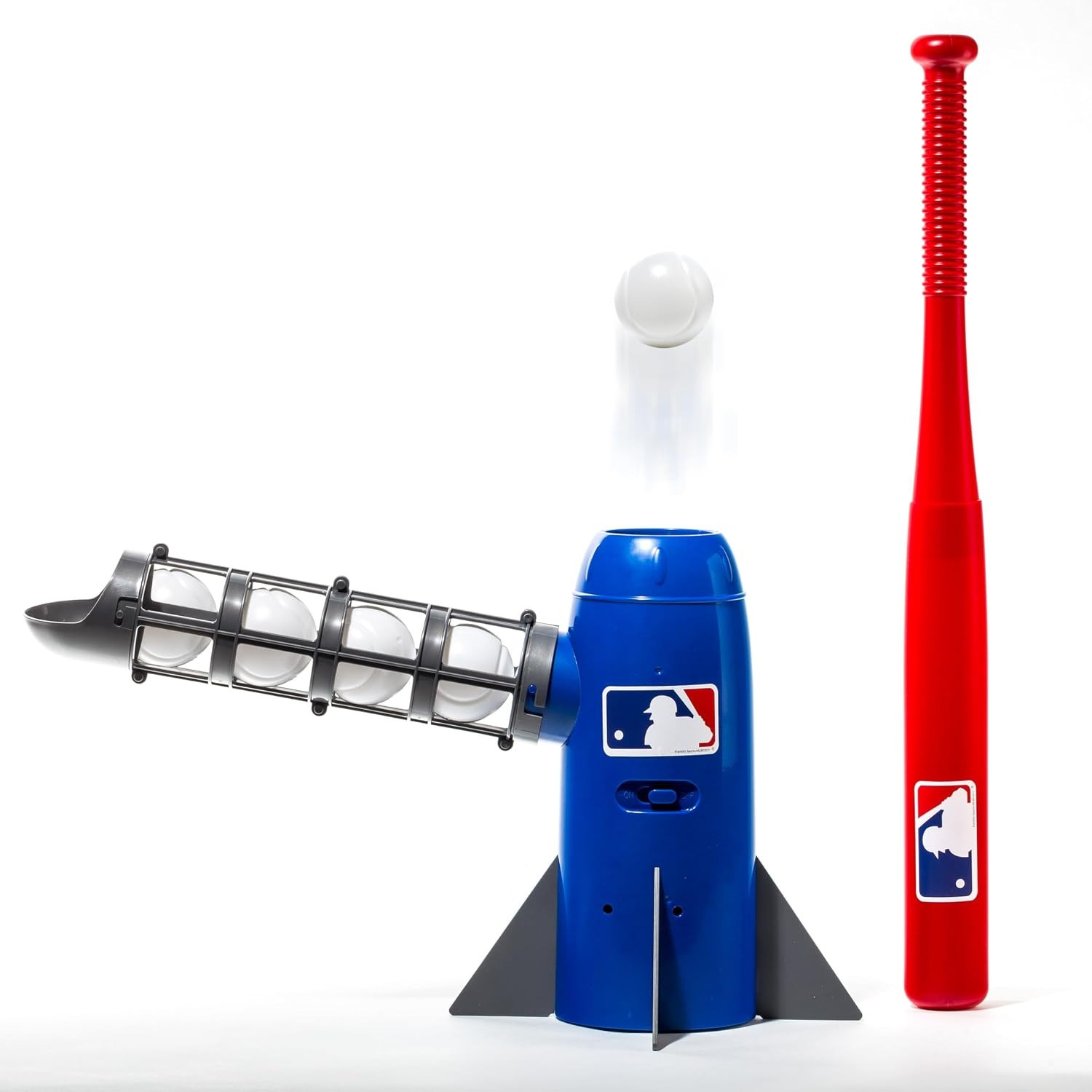 Franklin Sports MLB Kids Pitching Machine - POP ROCKET Kids Baseball Trainer - Includes 5 Plastic Baseballs & Baseball Bat, Multicolor | Amazon (US)